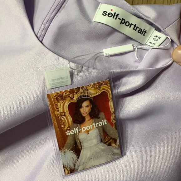 NWT Self-Portrait Lilac Taffeta Mini Dress purple shift size US 6 UK 10 S - Picture 7 of 13